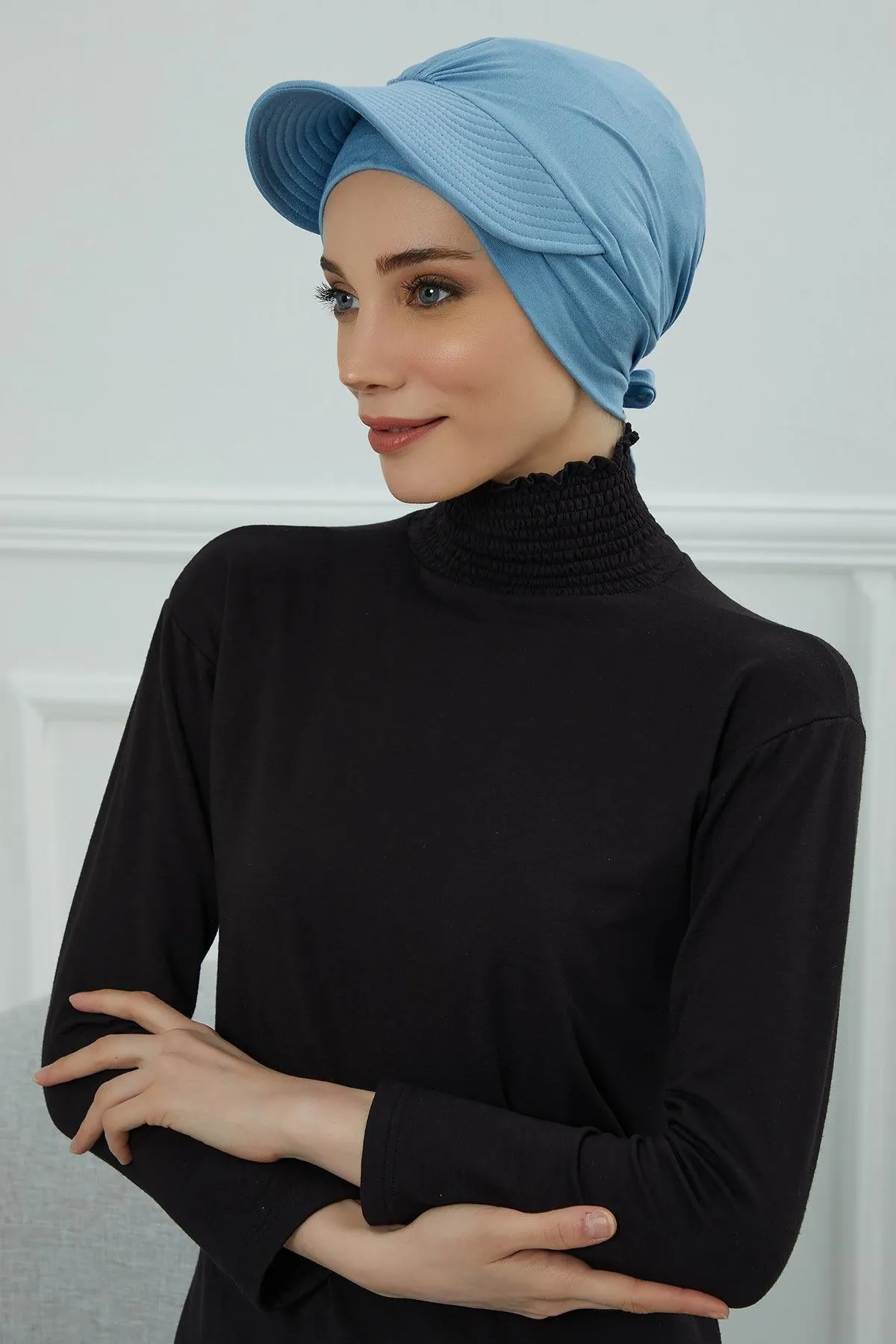 Stylish Visor Cap Instant Turban Hijab for Women, Trendy Visor Cap for Hair Loss Patients, Chemo Visor Cap, Visor Full Head Covering,B-66