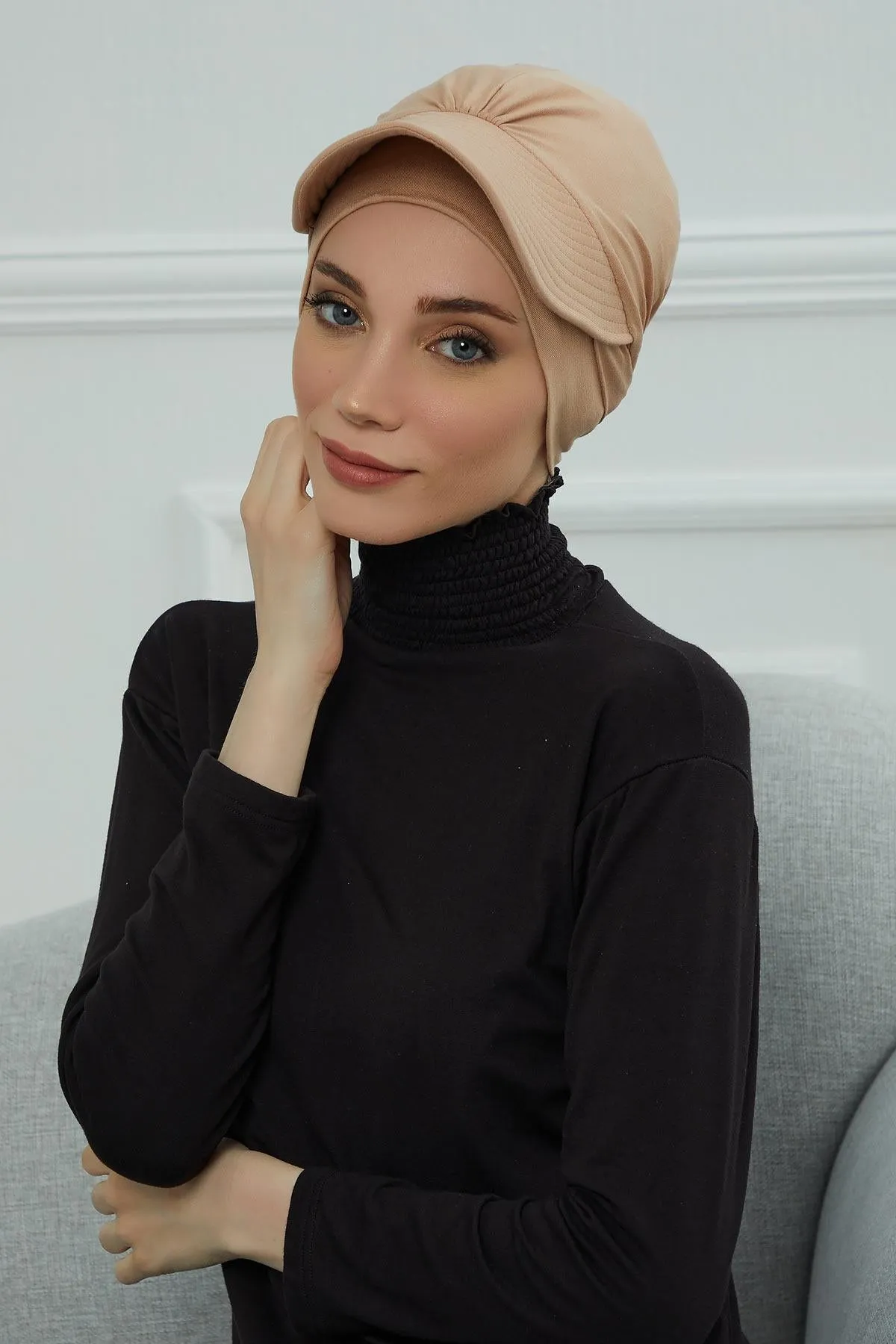 Stylish Visor Cap Instant Turban Hijab for Women, Trendy Visor Cap for Hair Loss Patients, Chemo Visor Cap, Visor Full Head Covering,B-66