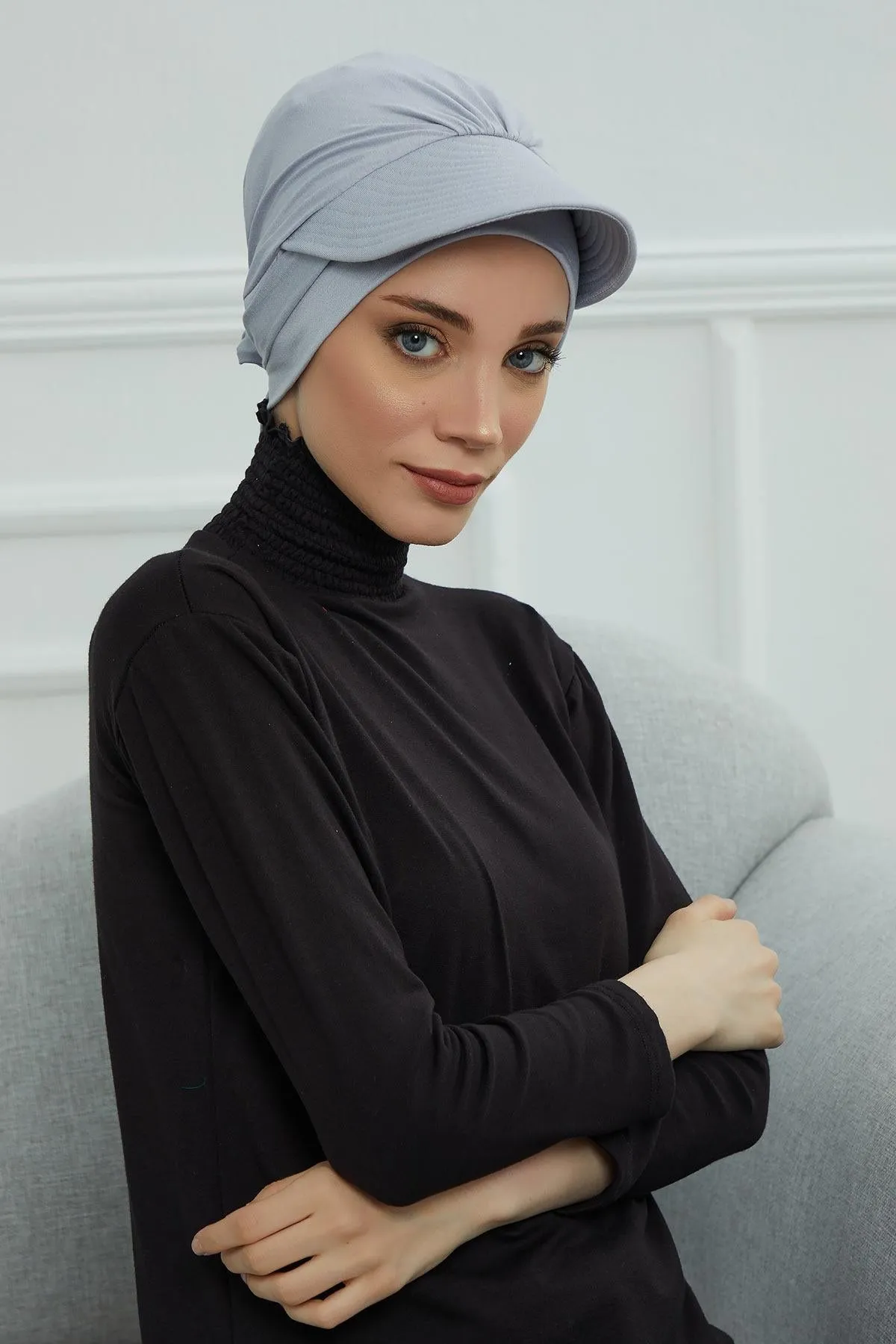 Stylish Visor Cap Instant Turban Hijab for Women, Trendy Visor Cap for Hair Loss Patients, Chemo Visor Cap, Visor Full Head Covering,B-66