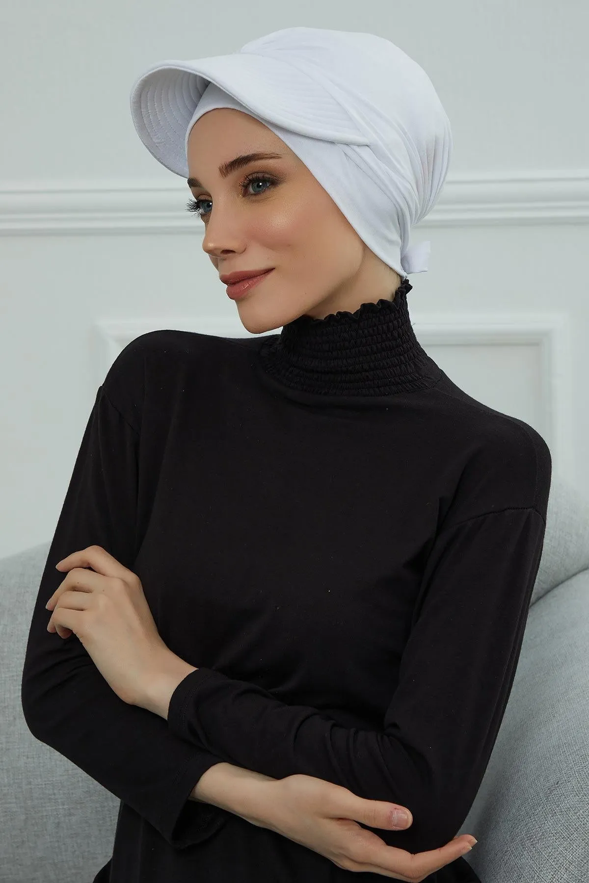 Stylish Visor Cap Instant Turban Hijab for Women, Trendy Visor Cap for Hair Loss Patients, Chemo Visor Cap, Visor Full Head Covering,B-66