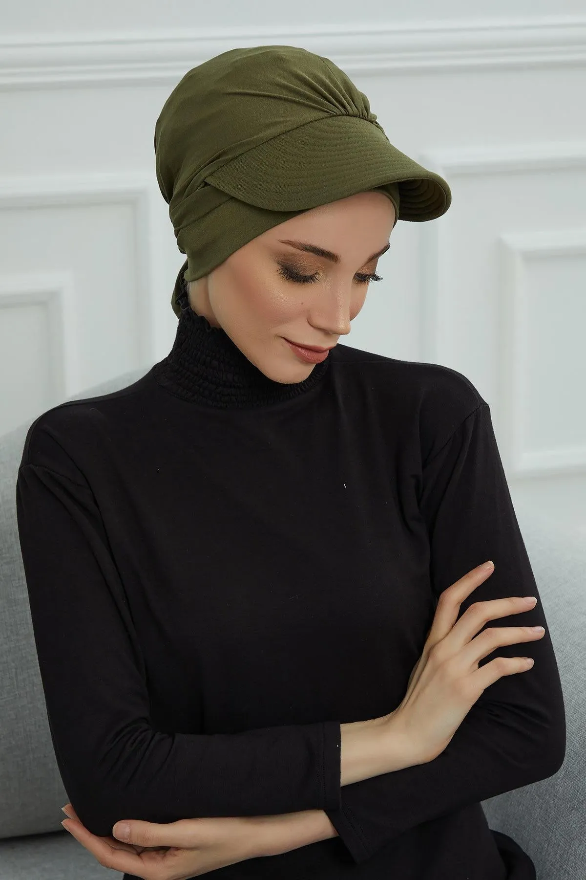 Stylish Visor Cap Instant Turban Hijab for Women, Trendy Visor Cap for Hair Loss Patients, Chemo Visor Cap, Visor Full Head Covering,B-66