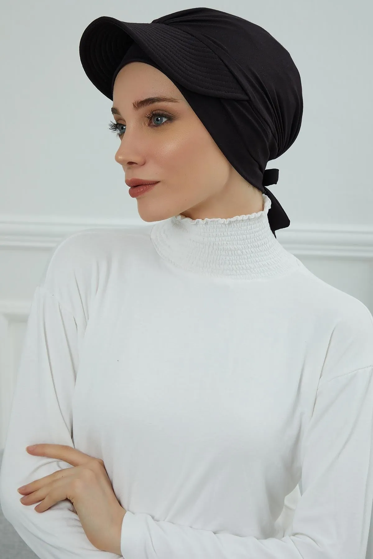 Stylish Visor Cap Instant Turban Hijab for Women, Trendy Visor Cap for Hair Loss Patients, Chemo Visor Cap, Visor Full Head Covering,B-66