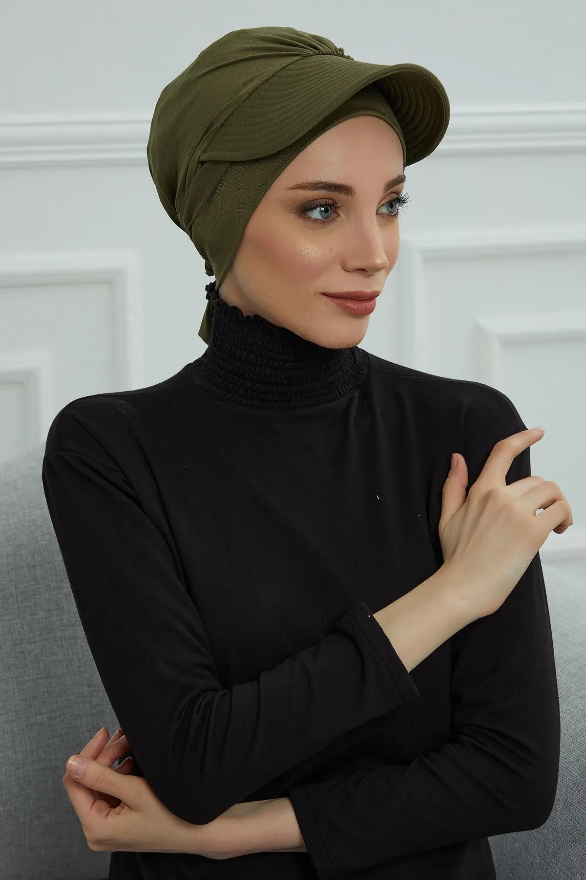 Stylish Visor Cap Instant Turban Hijab for Women, Trendy Visor Cap for Hair Loss Patients, Chemo Visor Cap, Visor Full Head Covering,B-66