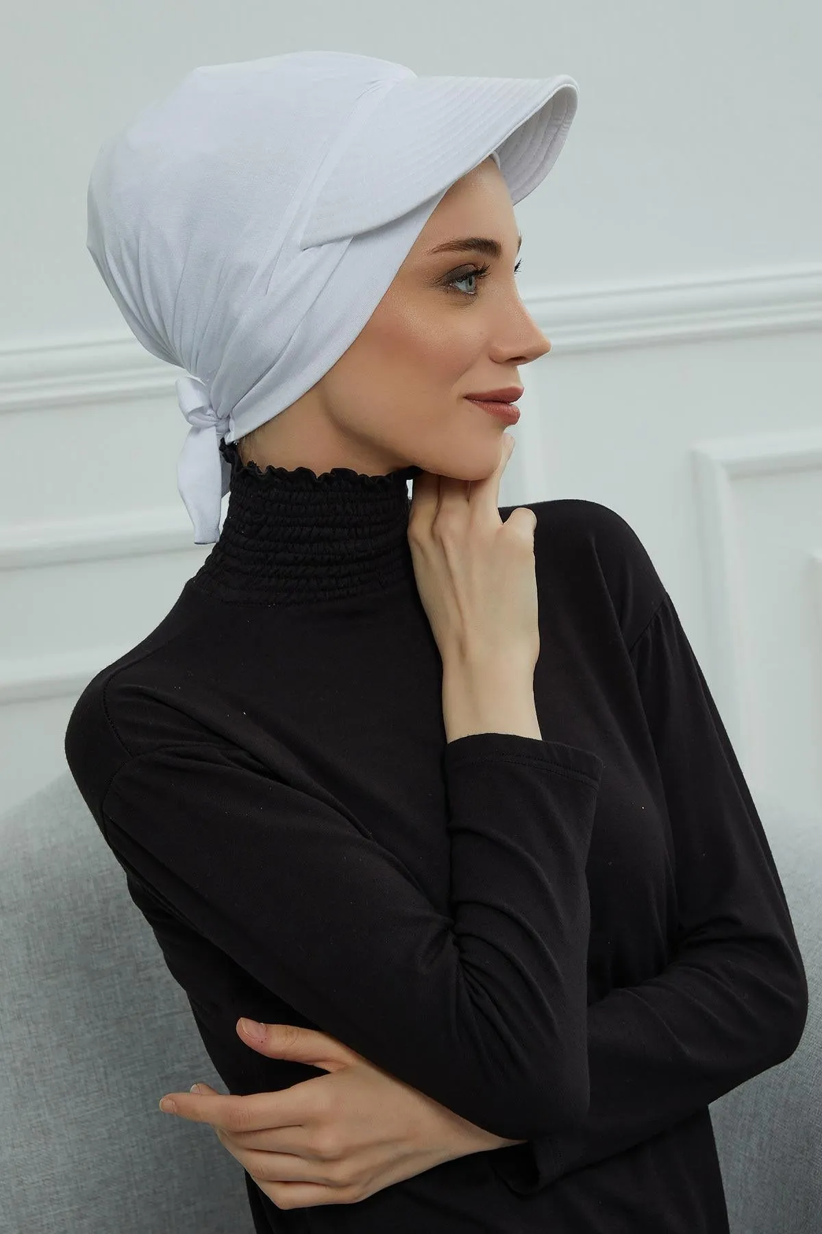 Stylish Visor Cap Instant Turban Hijab for Women, Trendy Visor Cap for Hair Loss Patients, Chemo Visor Cap, Visor Full Head Covering,B-66