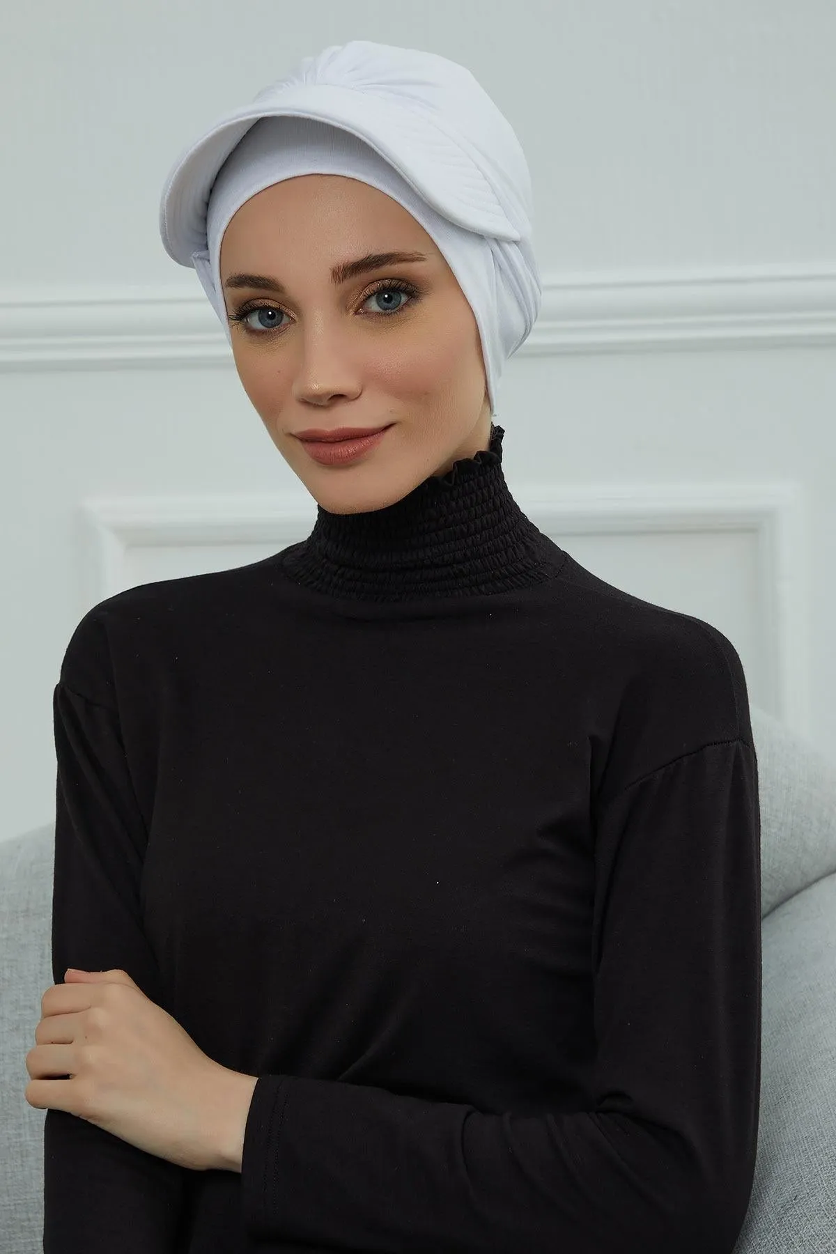 Stylish Visor Cap Instant Turban Hijab for Women, Trendy Visor Cap for Hair Loss Patients, Chemo Visor Cap, Visor Full Head Covering,B-66