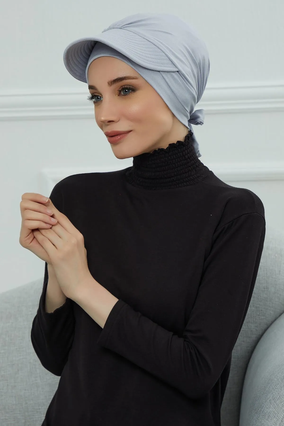 Stylish Visor Cap Instant Turban Hijab for Women, Trendy Visor Cap for Hair Loss Patients, Chemo Visor Cap, Visor Full Head Covering,B-66