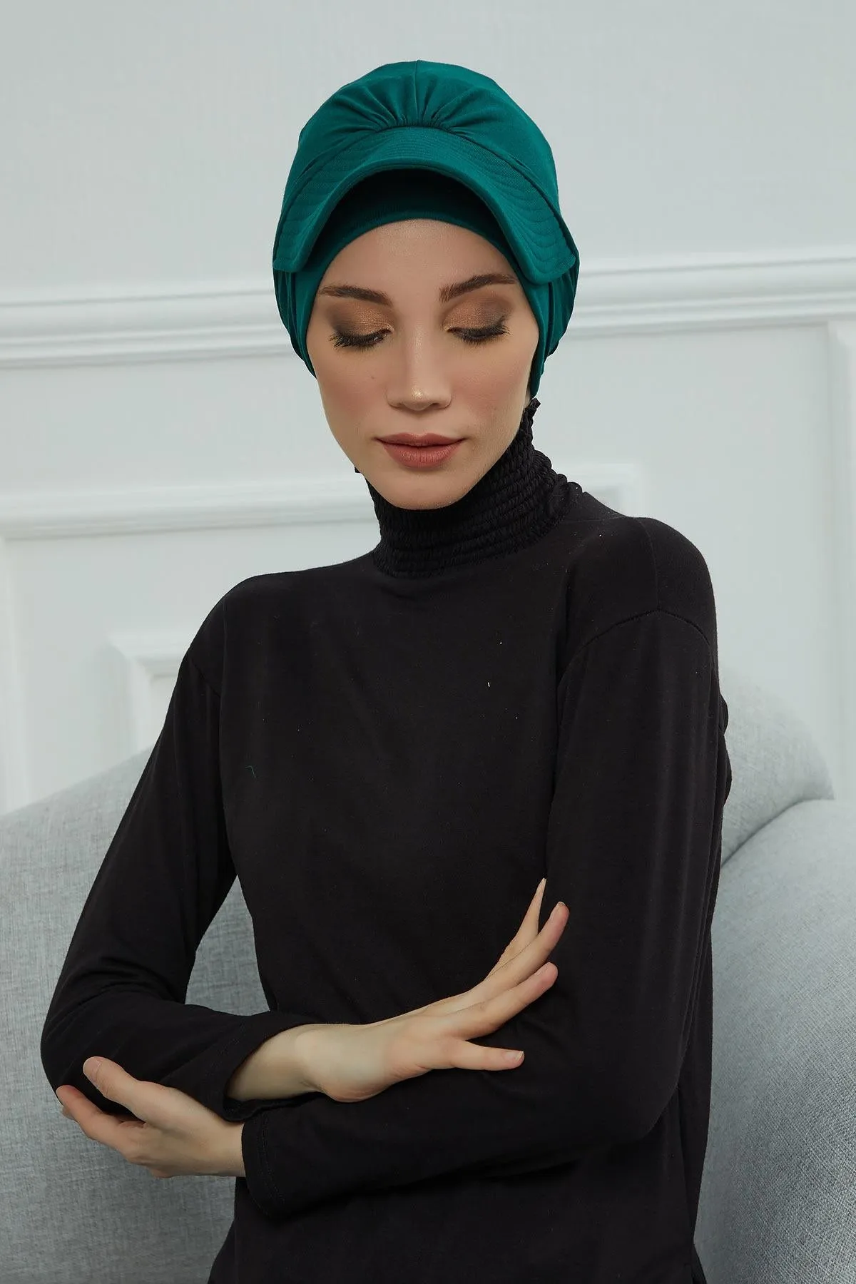 Stylish Visor Cap Instant Turban Hijab for Women, Trendy Visor Cap for Hair Loss Patients, Chemo Visor Cap, Visor Full Head Covering,B-66