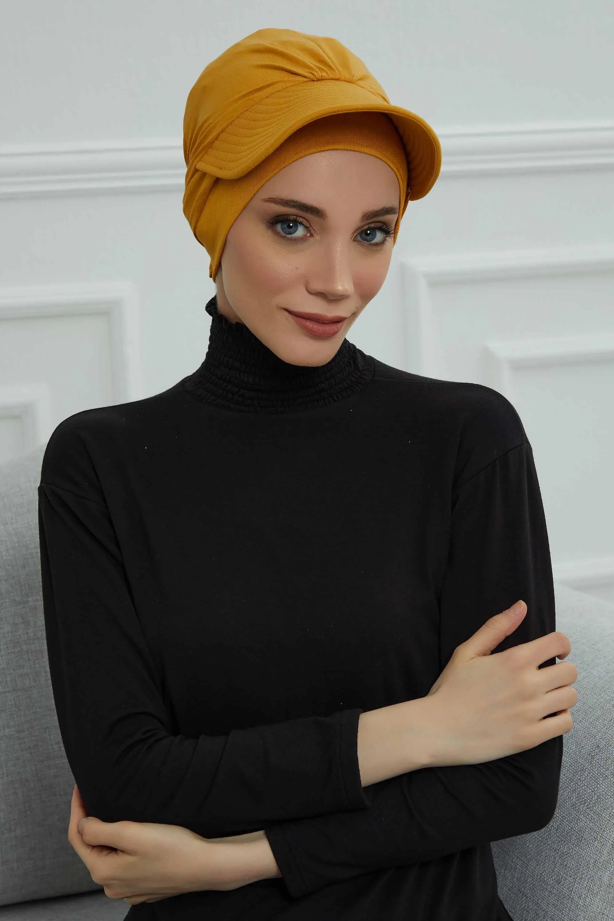 Stylish Visor Cap Instant Turban Hijab for Women, Trendy Visor Cap for Hair Loss Patients, Chemo Visor Cap, Visor Full Head Covering,B-66