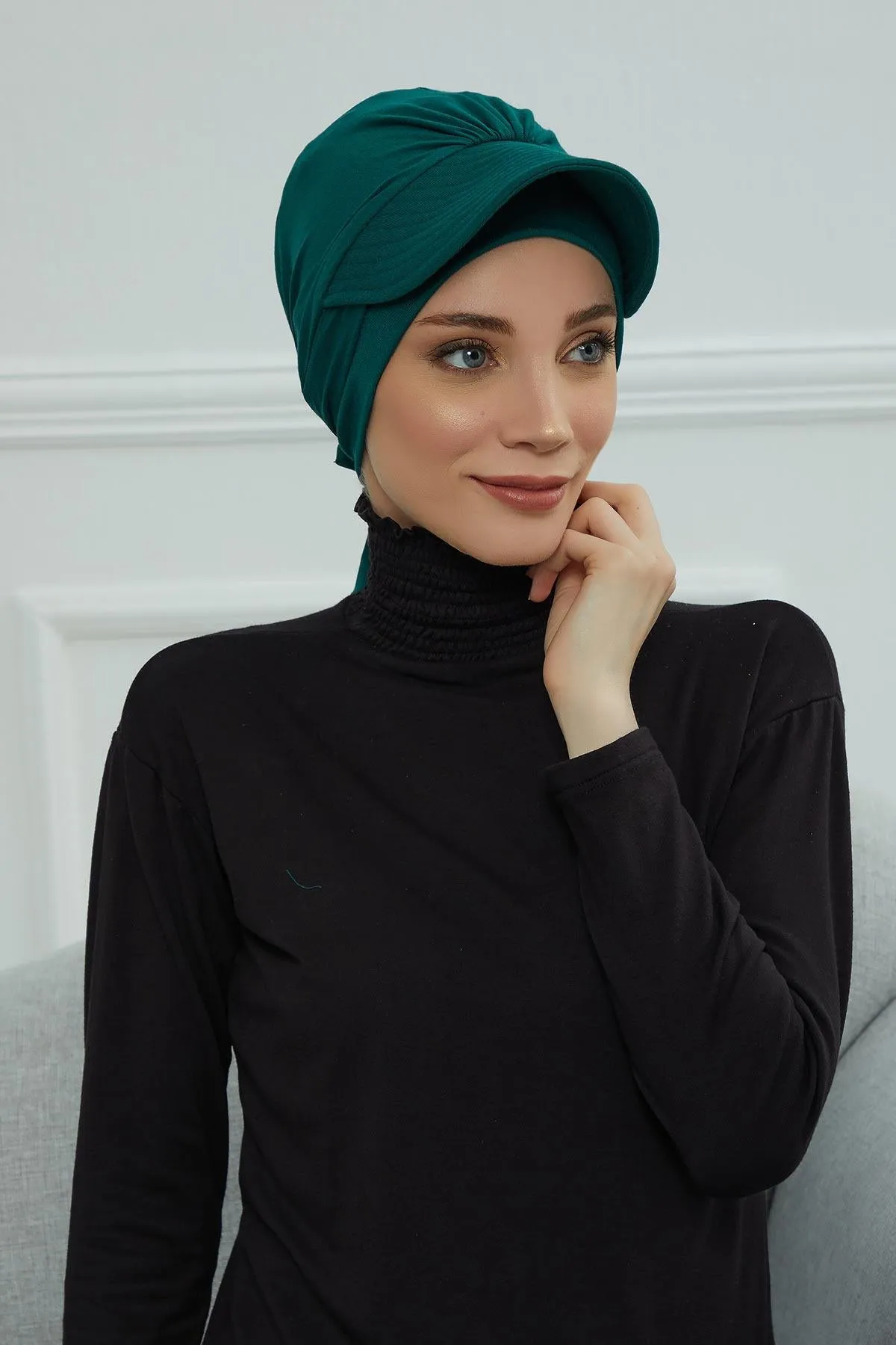 Stylish Visor Cap Instant Turban Hijab for Women, Trendy Visor Cap for Hair Loss Patients, Chemo Visor Cap, Visor Full Head Covering,B-66