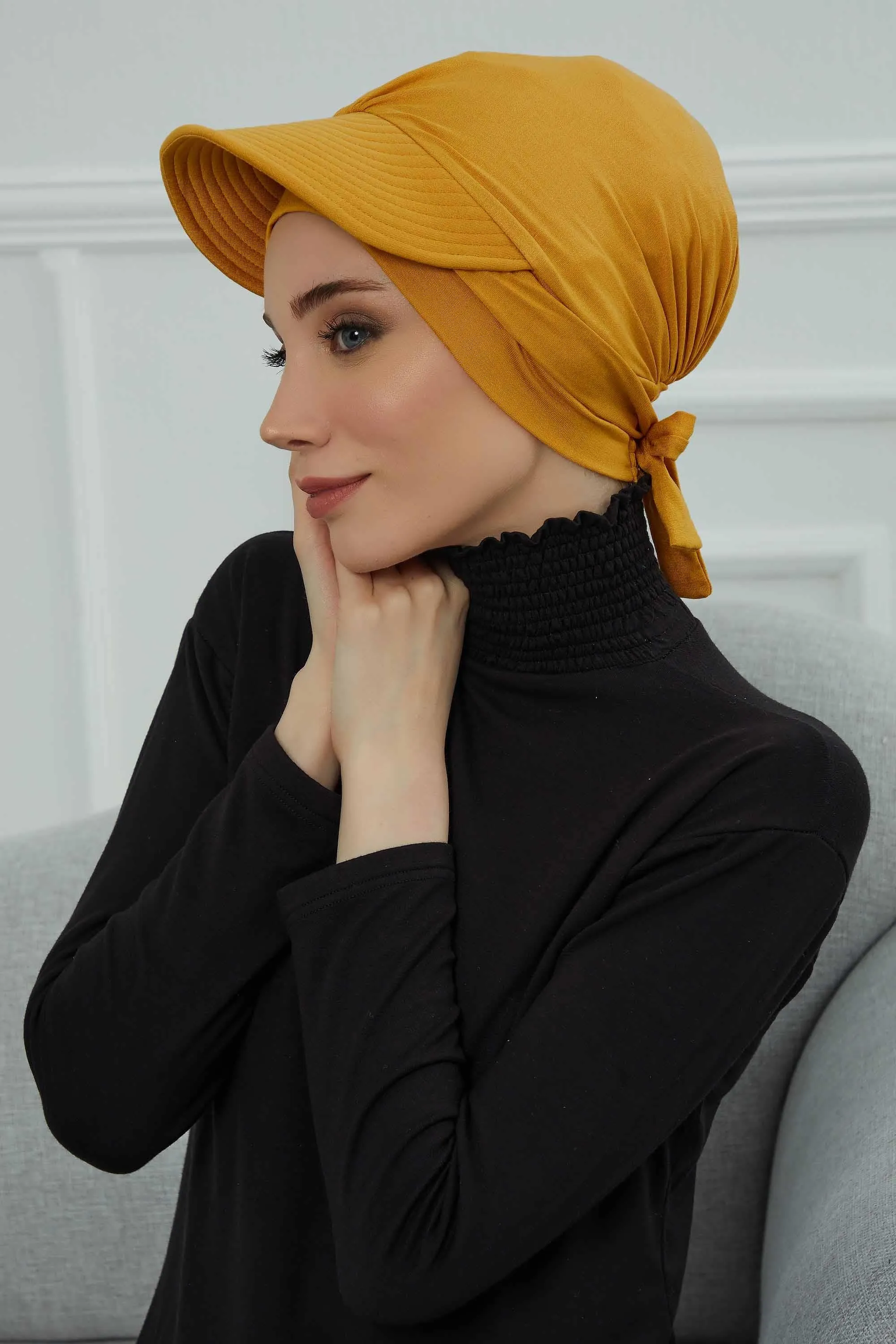 Stylish Visor Cap Instant Turban Hijab for Women, Trendy Visor Cap for Hair Loss Patients, Chemo Visor Cap, Visor Full Head Covering,B-66