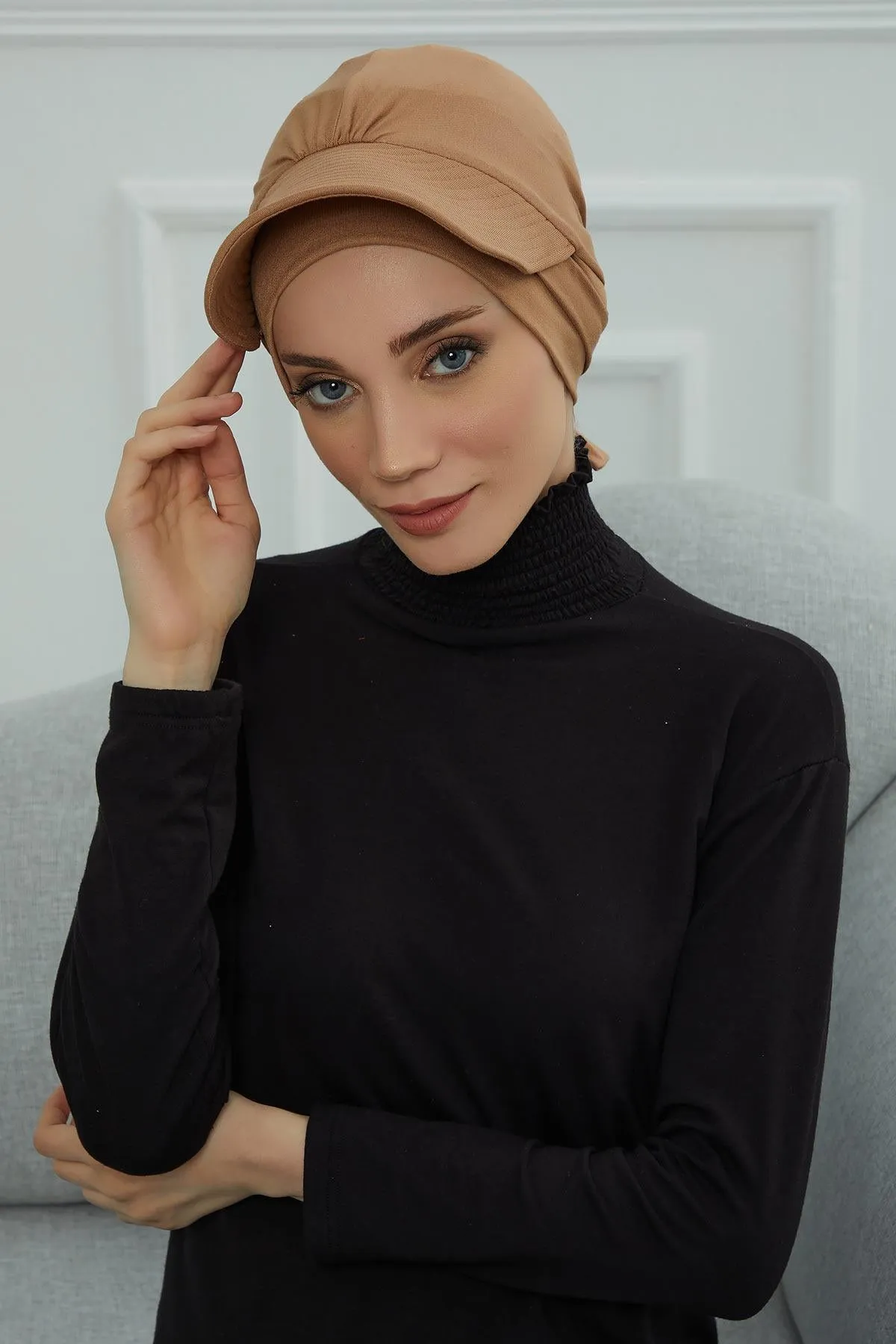 Stylish Visor Cap Instant Turban Hijab for Women, Trendy Visor Cap for Hair Loss Patients, Chemo Visor Cap, Visor Full Head Covering,B-66