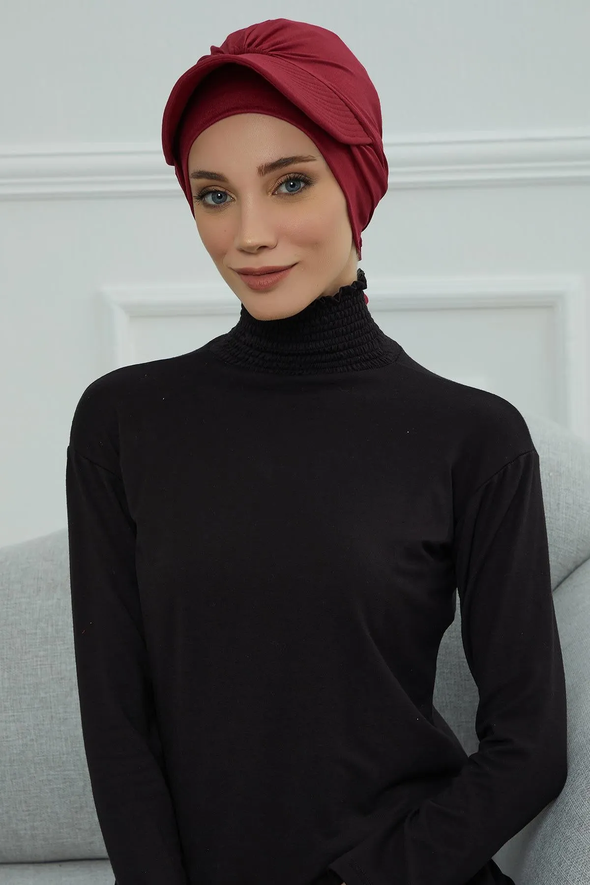 Stylish Visor Cap Instant Turban Hijab for Women, Trendy Visor Cap for Hair Loss Patients, Chemo Visor Cap, Visor Full Head Covering,B-66