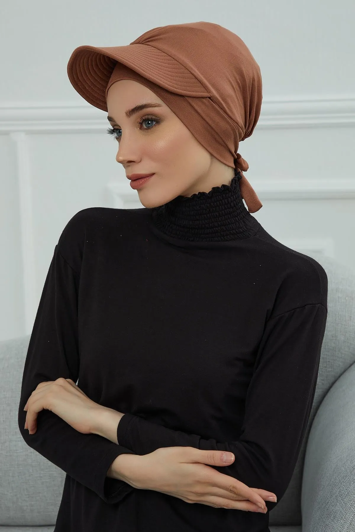 Stylish Visor Cap Instant Turban Hijab for Women, Trendy Visor Cap for Hair Loss Patients, Chemo Visor Cap, Visor Full Head Covering,B-66