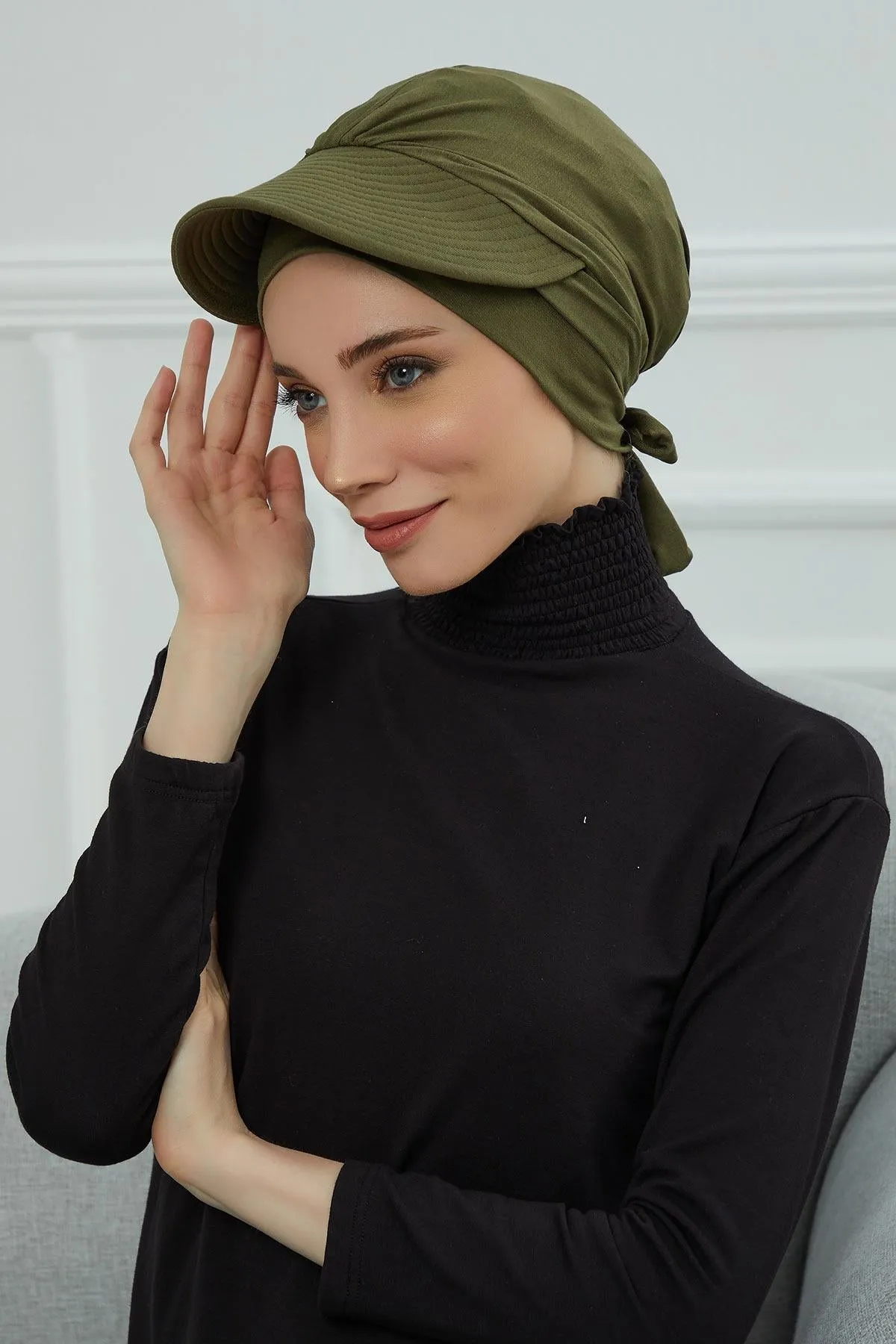 Stylish Visor Cap Instant Turban Hijab for Women, Trendy Visor Cap for Hair Loss Patients, Chemo Visor Cap, Visor Full Head Covering,B-66