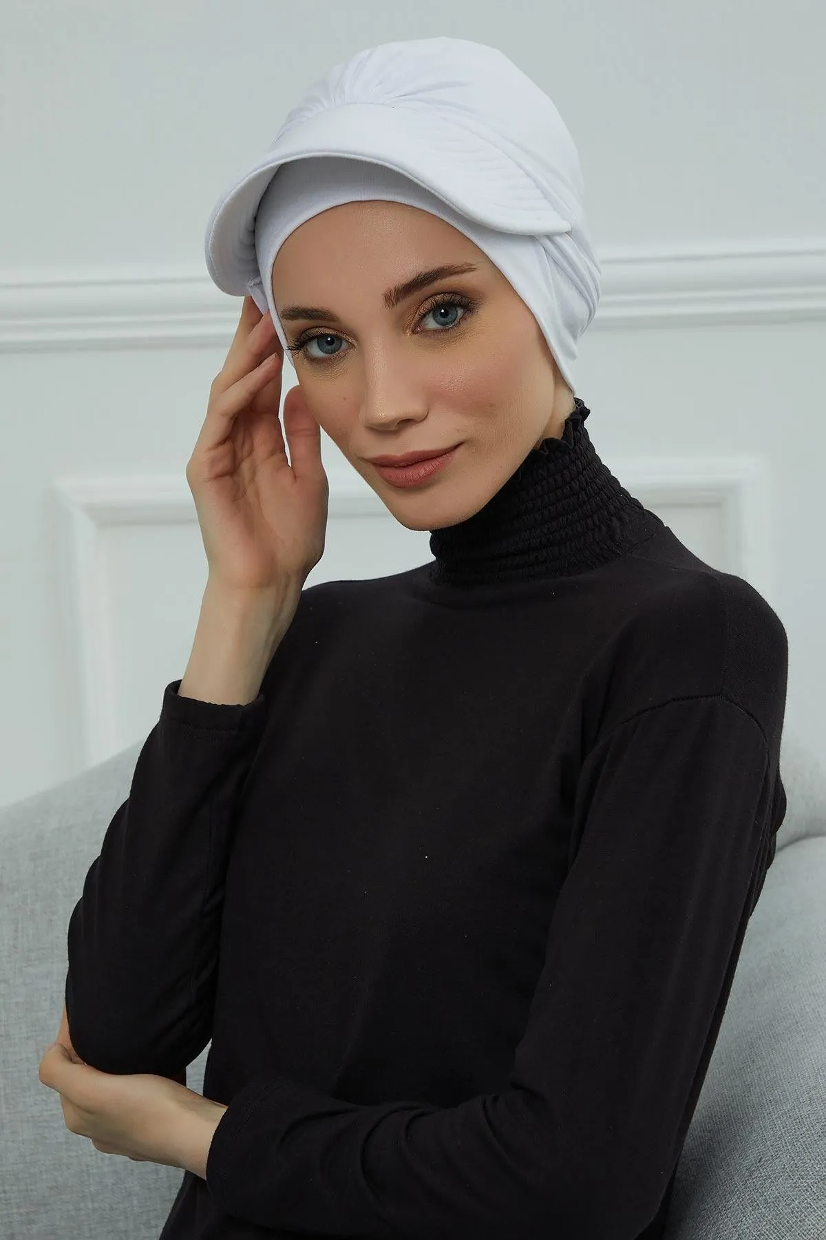 Stylish Visor Cap Instant Turban Hijab for Women, Trendy Visor Cap for Hair Loss Patients, Chemo Visor Cap, Visor Full Head Covering,B-66