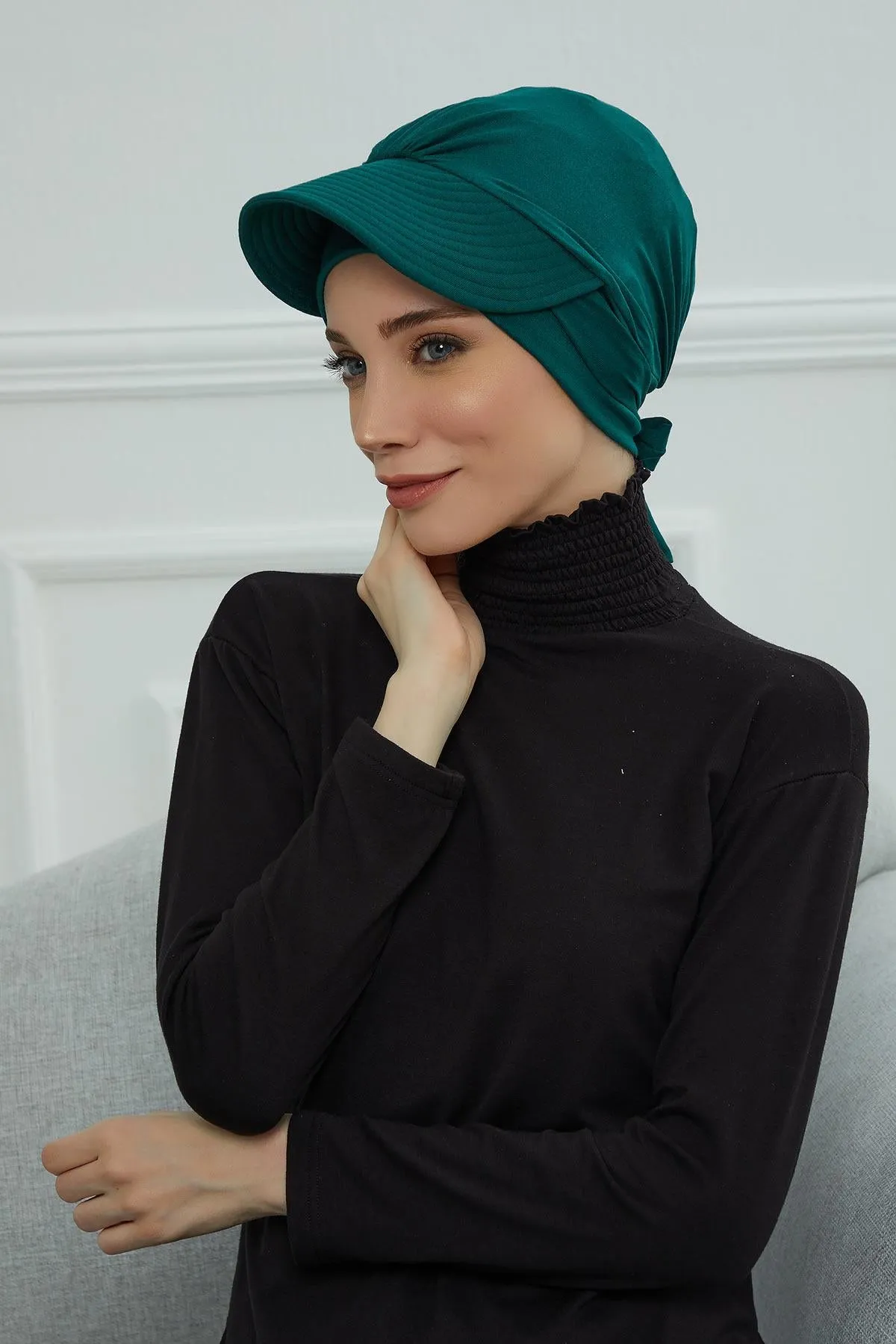 Stylish Visor Cap Instant Turban Hijab for Women, Trendy Visor Cap for Hair Loss Patients, Chemo Visor Cap, Visor Full Head Covering,B-66