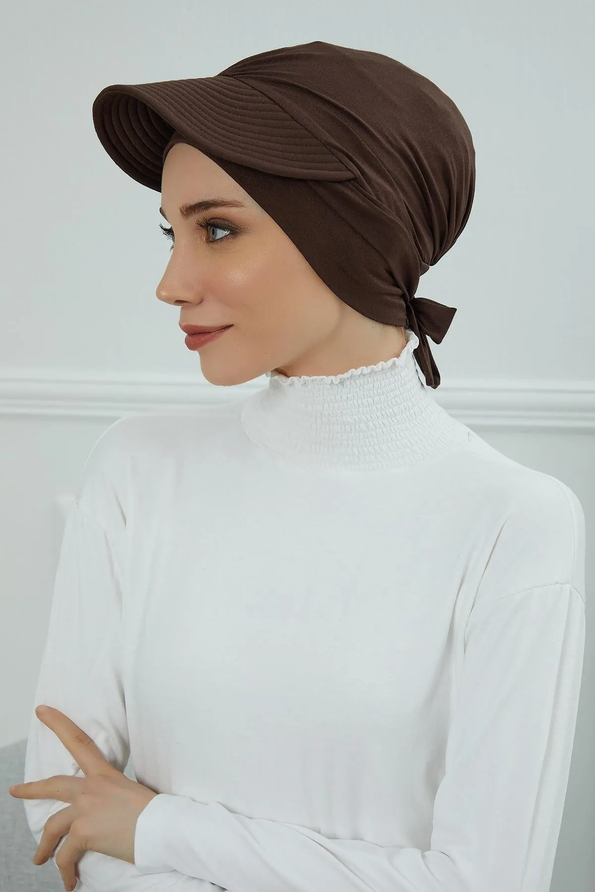 Stylish Visor Cap Instant Turban Hijab for Women, Trendy Visor Cap for Hair Loss Patients, Chemo Visor Cap, Visor Full Head Covering,B-66