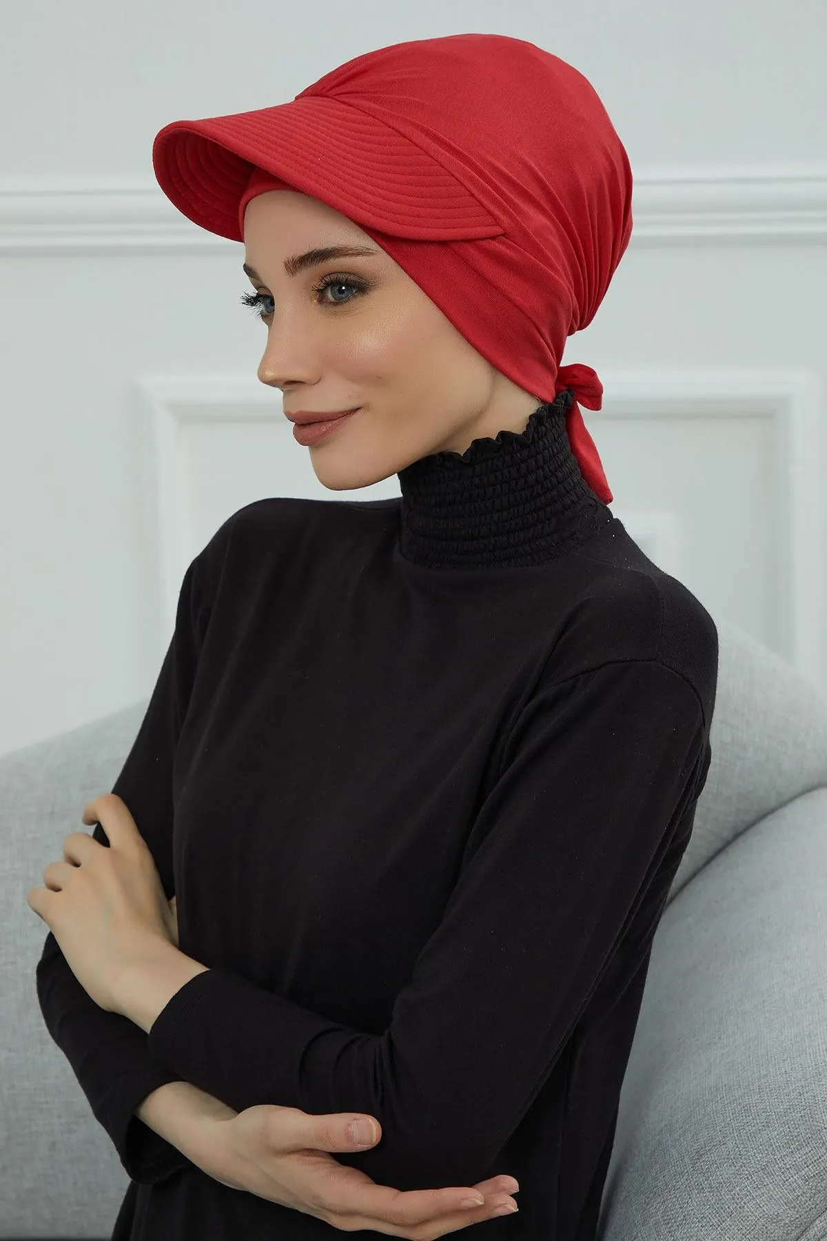 Stylish Visor Cap Instant Turban Hijab for Women, Trendy Visor Cap for Hair Loss Patients, Chemo Visor Cap, Visor Full Head Covering,B-66