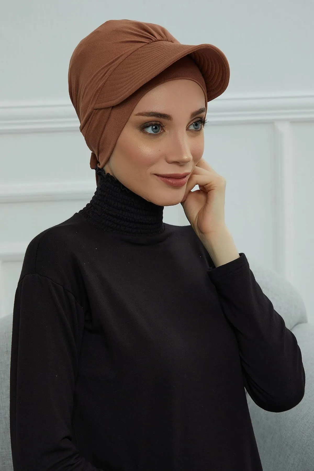 Stylish Visor Cap Instant Turban Hijab for Women, Trendy Visor Cap for Hair Loss Patients, Chemo Visor Cap, Visor Full Head Covering,B-66