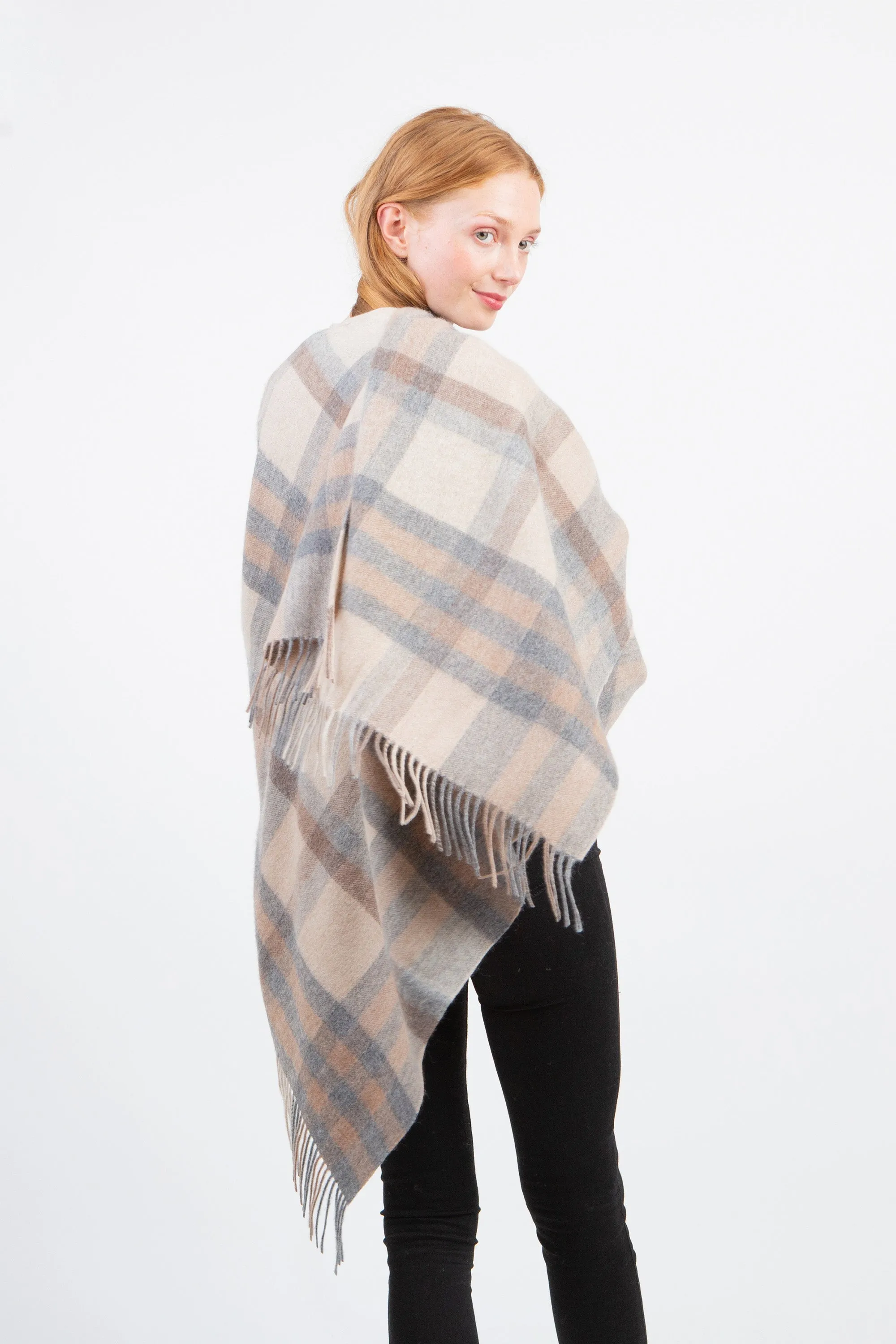 Tartan 2 Cashmere Wrap - Natural