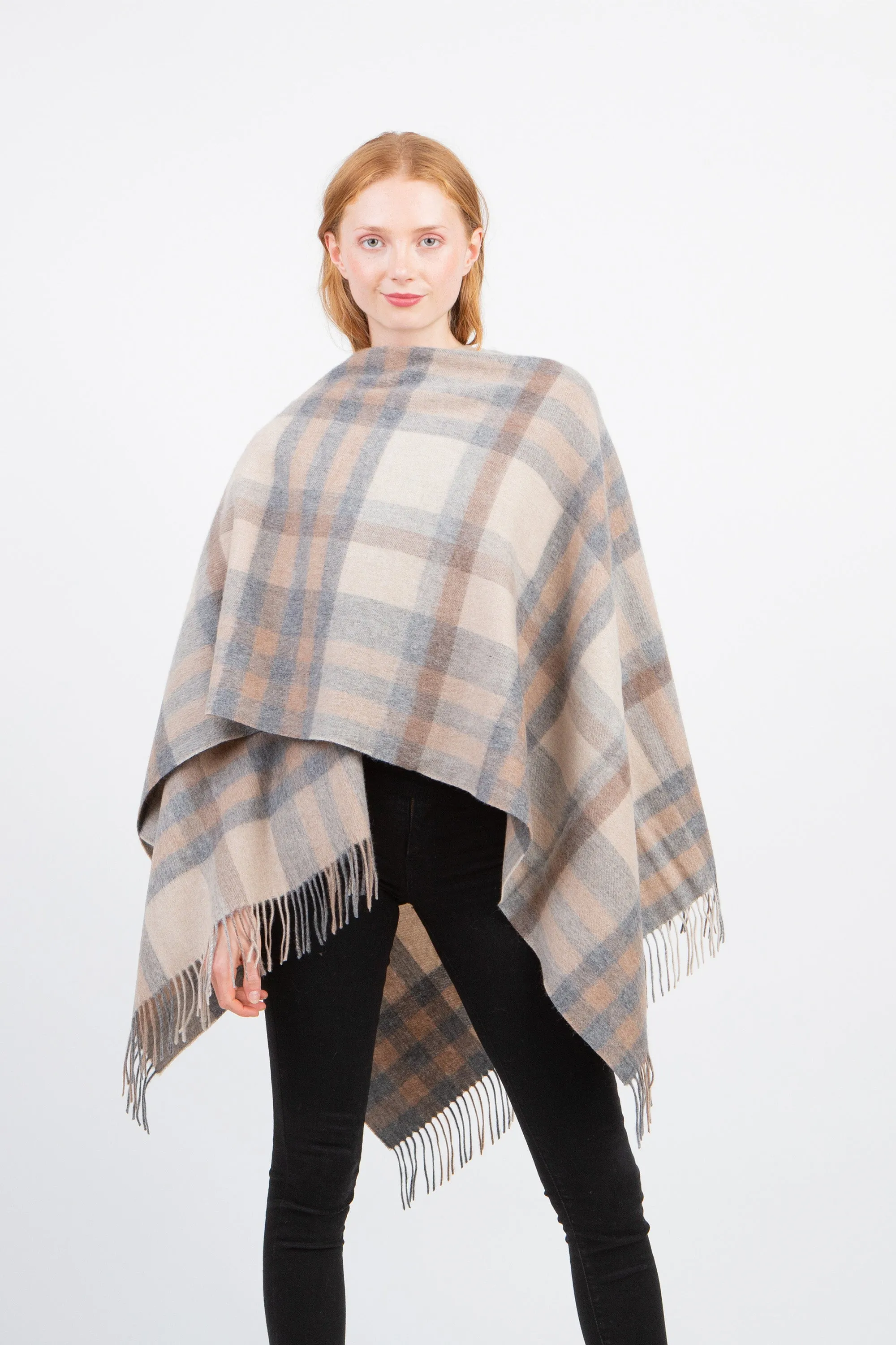 Tartan 2 Cashmere Wrap - Natural