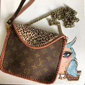 The Falcon - Leopard Hair-on-Hide Vintage Wristlet/Crossbody/Clutch