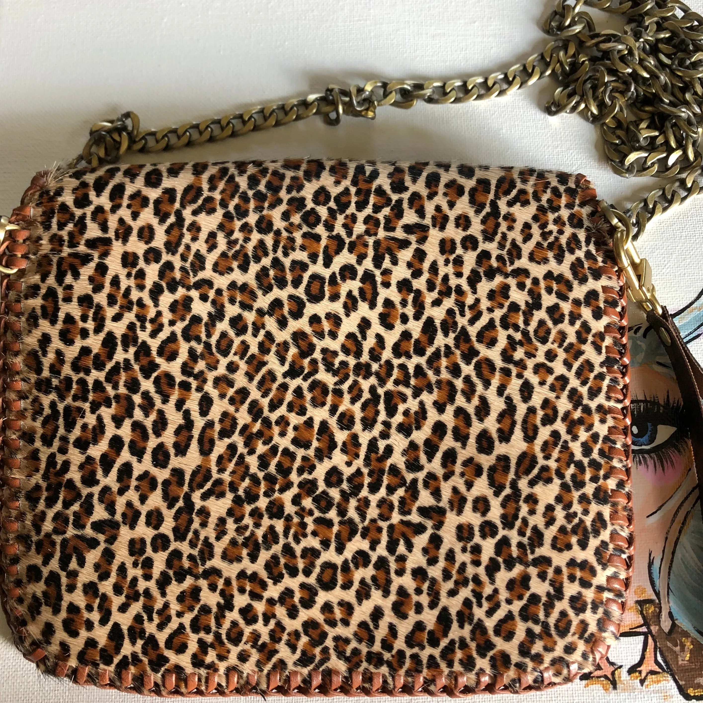 The Falcon - Leopard Hair-on-Hide Vintage Wristlet/Crossbody/Clutch