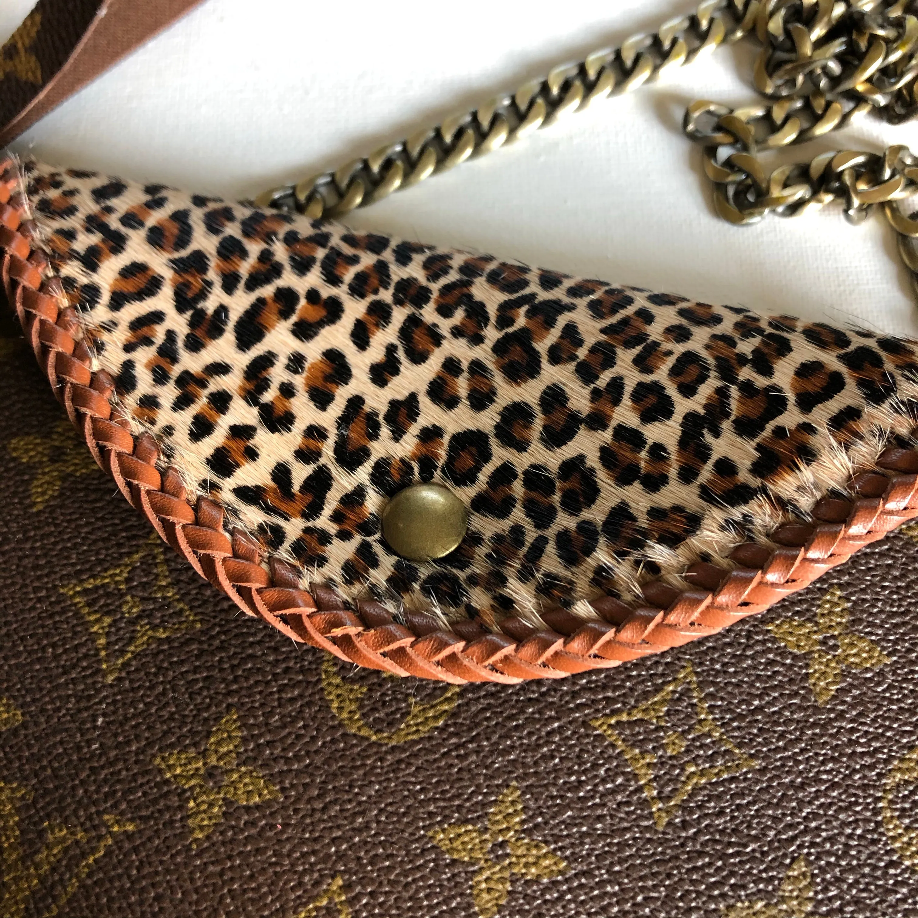 The Falcon - Leopard Hair-on-Hide Vintage Wristlet/Crossbody/Clutch