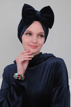 Velvet Bowtie Instant Turban Hijab for Women Lightweight Head Wrap, Luxurious Velour Pre-Tied Instant Turban, Trendy Velvet Chemo Cap,B-11K