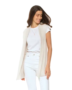 Women's Pure Cashmere Sleeveless Cardigan Off White