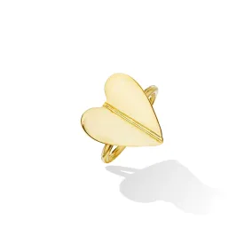 Yellow Gold Wings of Love Folded Heart Ring